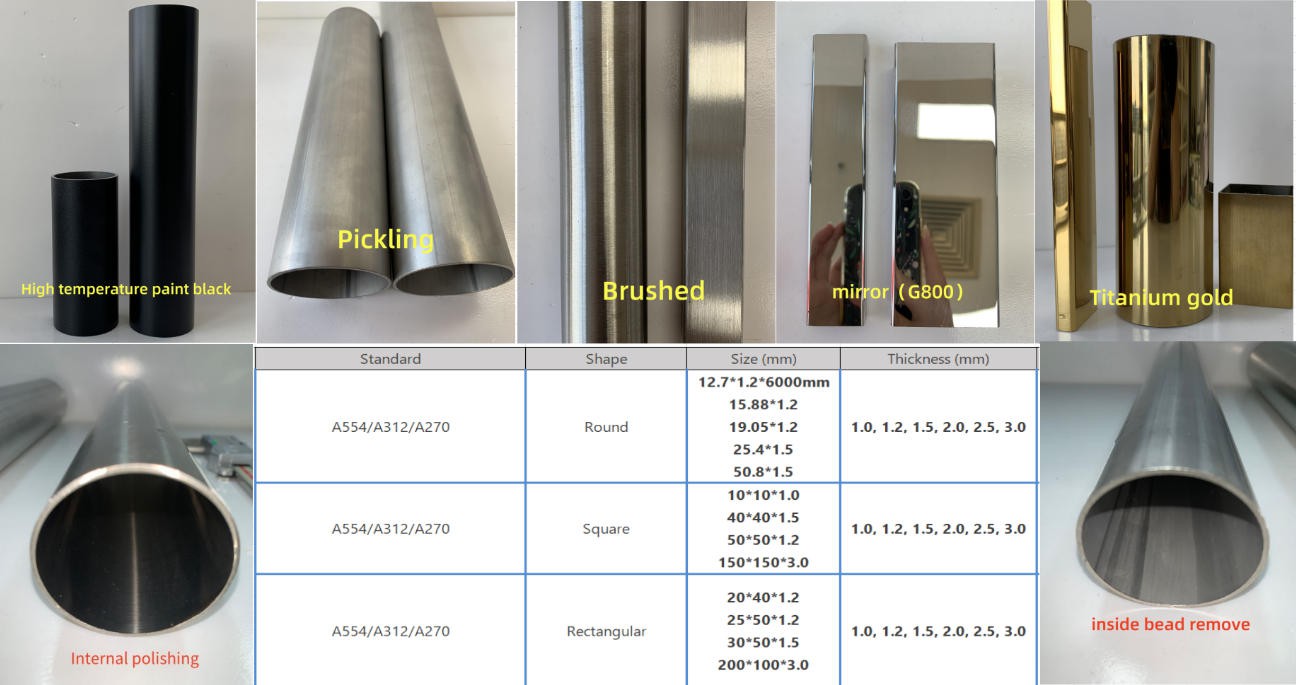 ASTM A554/A312/A270 stainless steel pipe surface treatment ASTM A554/A312/A270 stainless steel pipe surface treatment